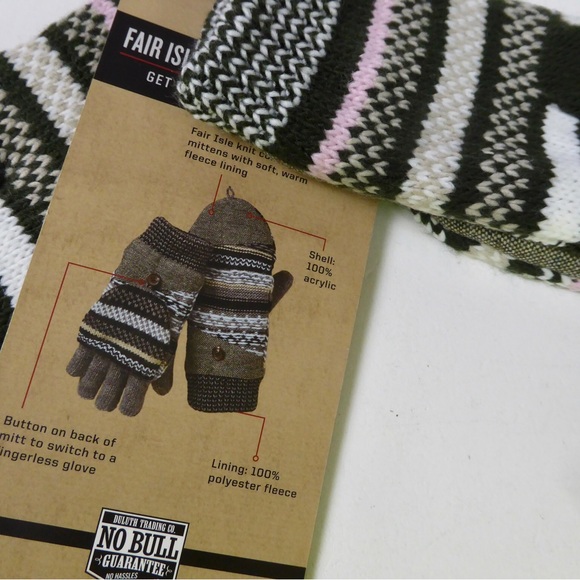 Duluth Trading Fair Isle Knit Sherpa Neck Warmer & Fleece Convertible Mittens - Picture 7 of 9